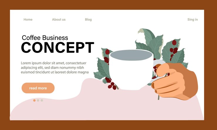 Vector barista web banner or landing page. bartender making a cup of hot coffee. coffeehouse worker making