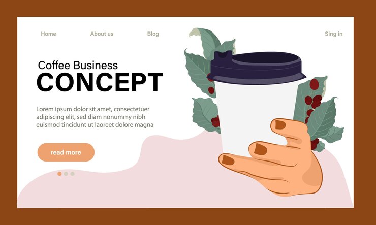 Vector barista web banner or landing page. bartender making a cup of hot coffee. coffeehouse worker making