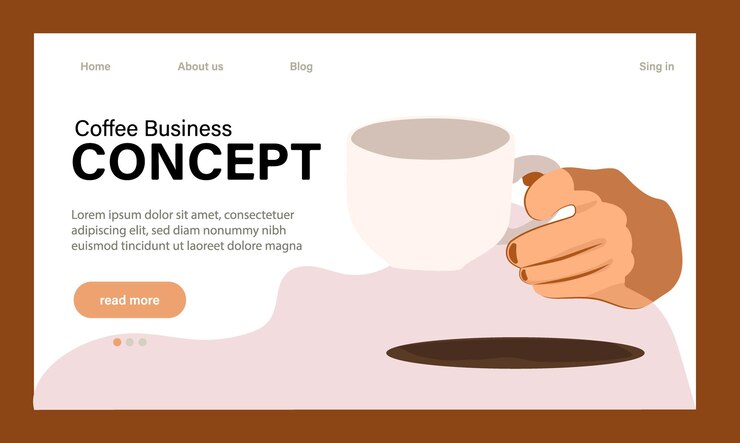 Vector barista web banner or landing page. bartender making a cup of hot coffee. coffeehouse worker making