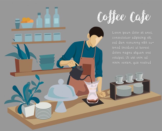 Baristamens die koffie op tegenkoffie maken