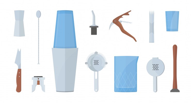 Vector barman equipment set.