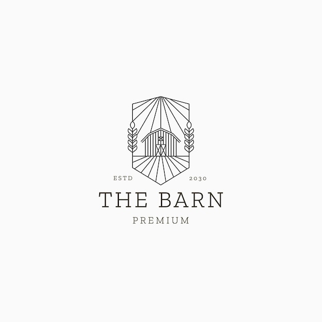 Premium Vector | Barn farm line art logo icon design template flat vector