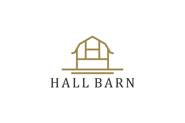 Barn house logo design wood house line style farming icon illustration