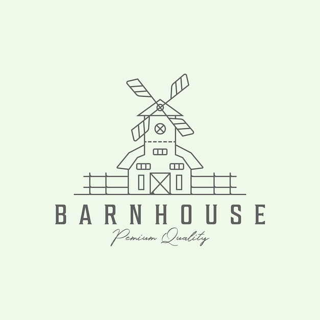 Barn linear old line art minimalist design logo illustration