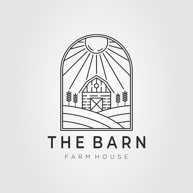 Barn logo. farm house, farming, wheat field logo vector illustration design