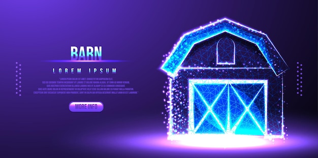 Barn low poly wireframe