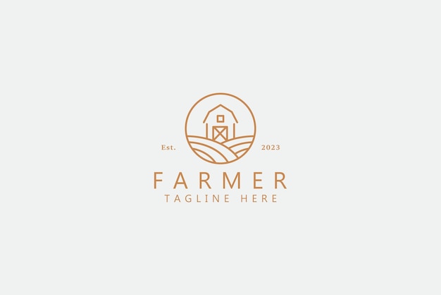 Barn Rural Farm Agriculture Countryside Logo Template Simple Outline Concept