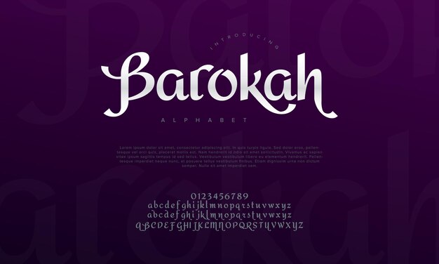 Vector barokah premium luxury romadhon alphabet letters and numbers elegant wedding typography islamic