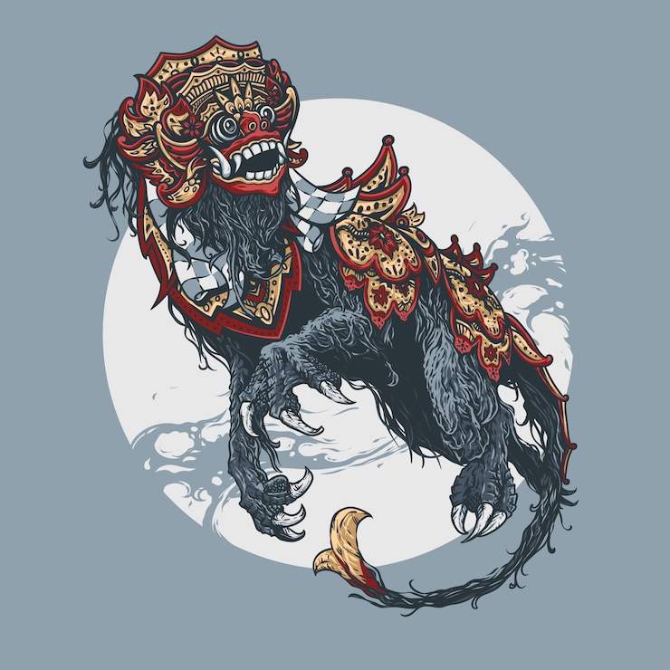 Vector barong bali hand drawn