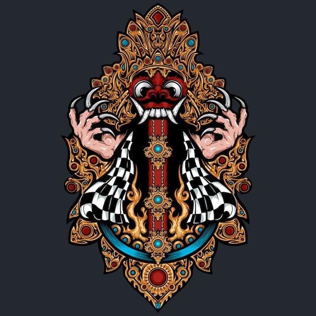 Barong bali mask illustration