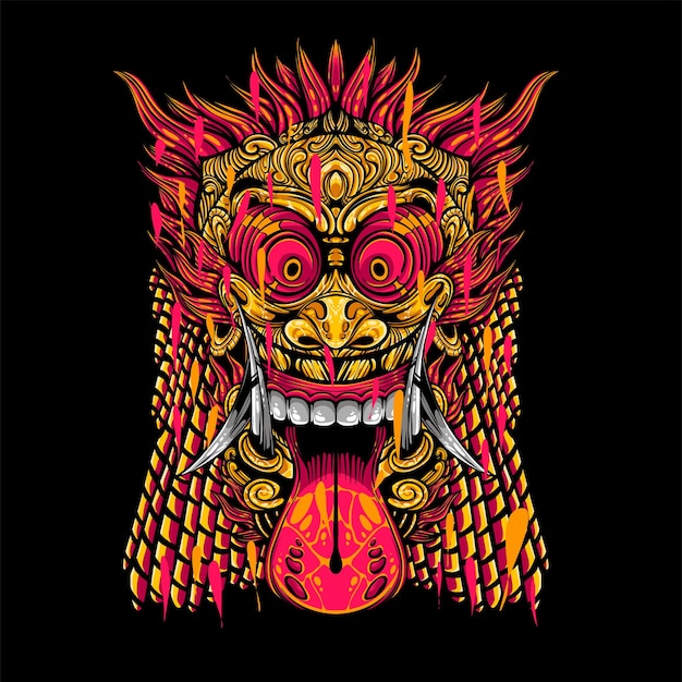 Barong Balinese cultuur mascotte kunstwerk illustratie