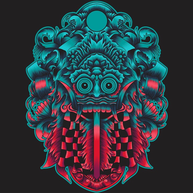 Barong mask balinese mask with neon color