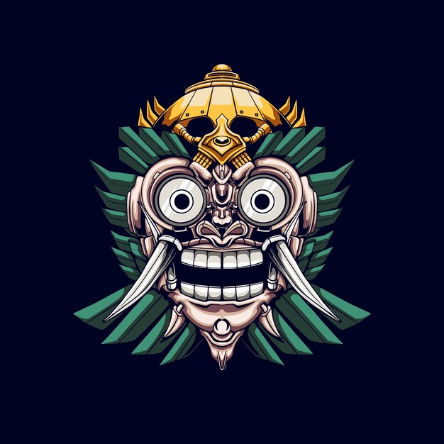 Barong mask mecha illustrazione