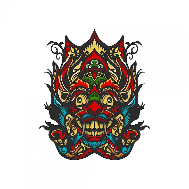 Maschera barong con illustrazione disegnata a mano