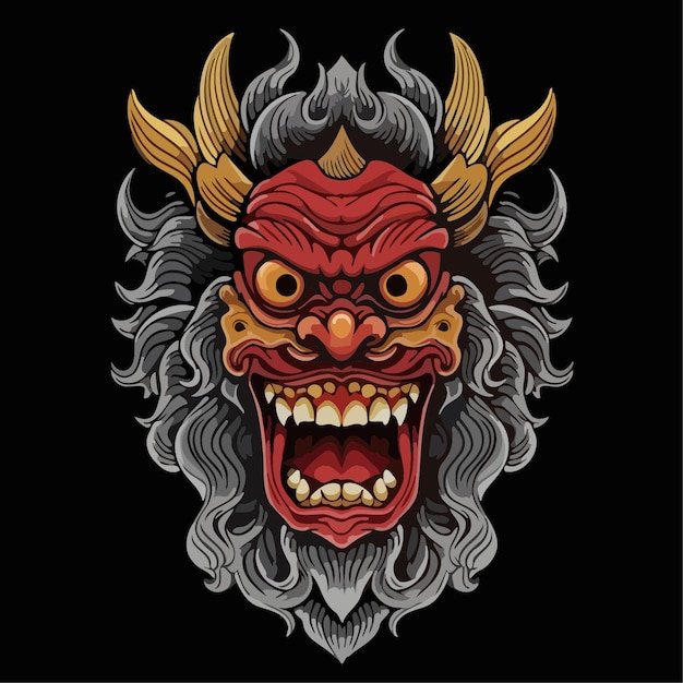 Illustrazione del vettore barong design semplice del barong indonesiano