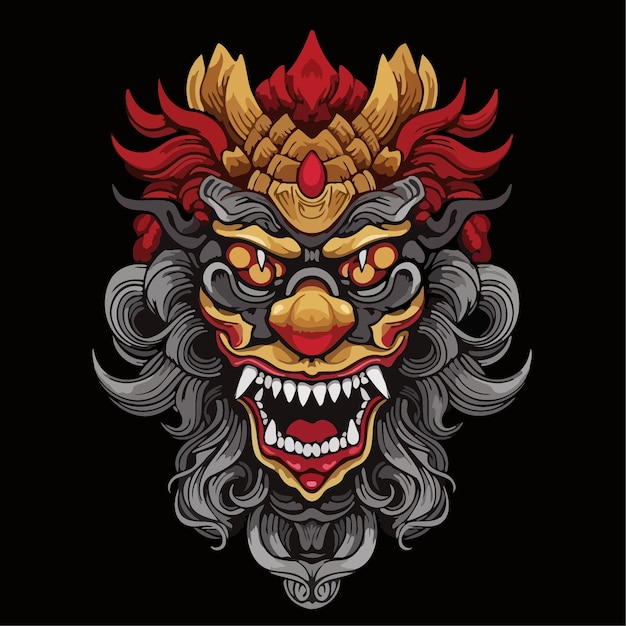 Barong 벡터 일러스트 인도네시아어 barong 심플한 디자인