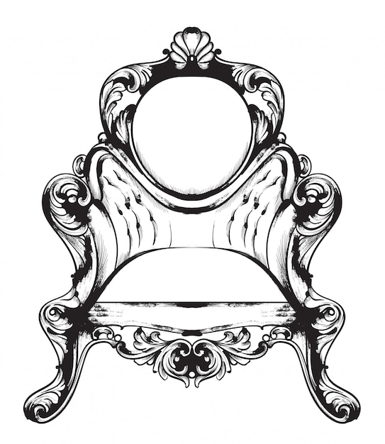 Vector baroque armchair line art