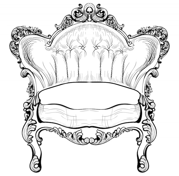 Baroque luxury chair. Royal style decotations. Victorian ornaments  engraved. Imperial furniture decor. Vector illustrations line art baroque  stylish d Stock Vector Image & Art - Alamy
