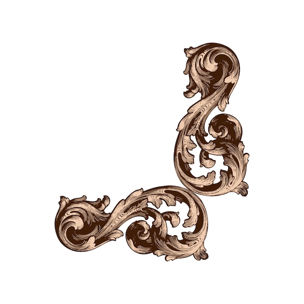 Vector baroque floral ornamental border corner, filigree