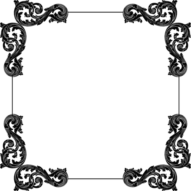 Baroque floral ornamental border corner frame, filigree