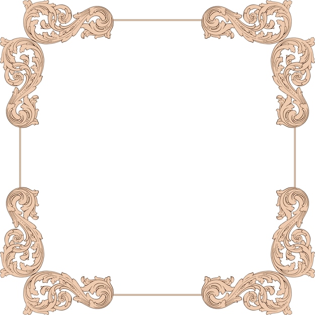 Baroque floral ornamental border corner frame, filigree