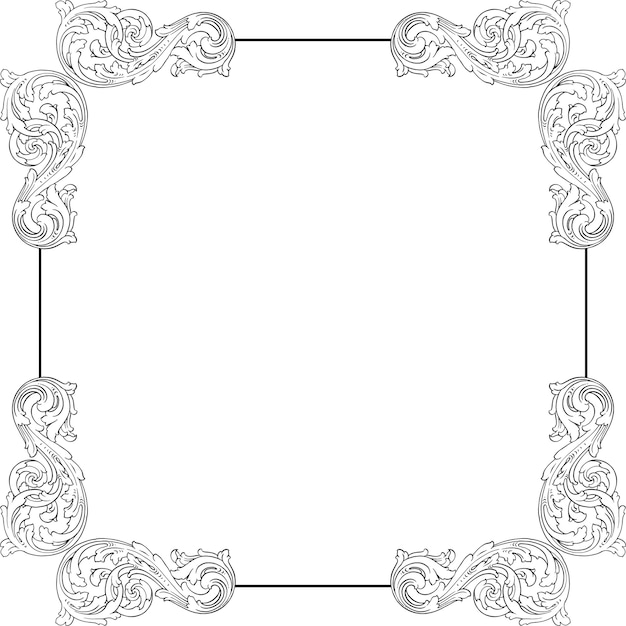 Vector baroque floral ornamental border corner frame, filigree