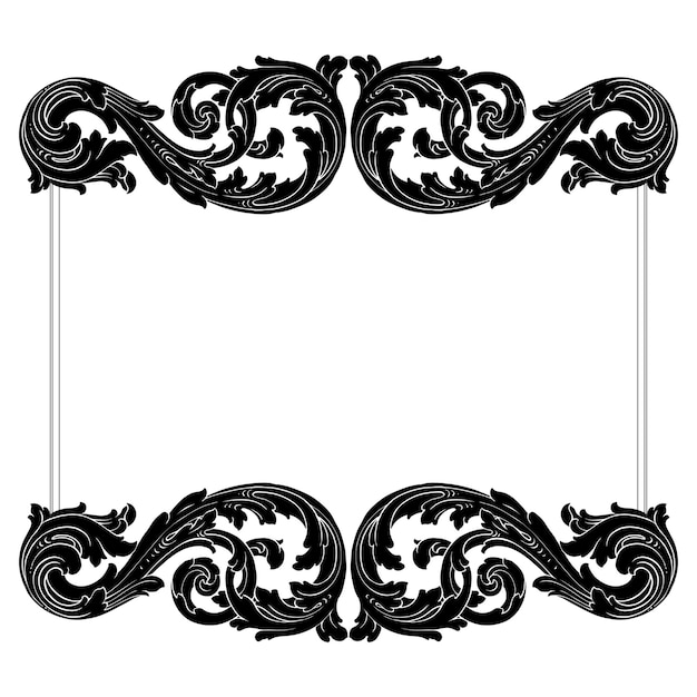 Vettore cornice angolare barocca con bordo ornamentale floreale, filigrana