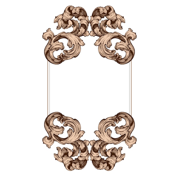 Baroque floral ornamental border corner frame