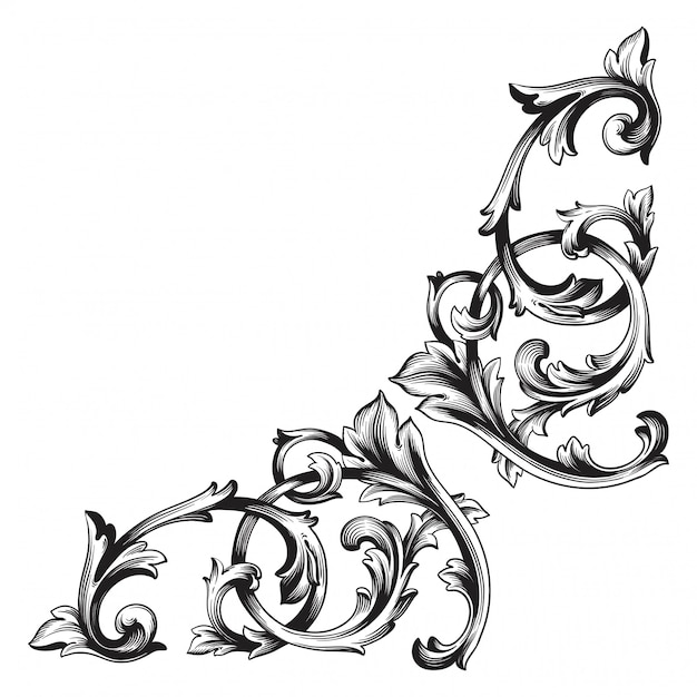 Vector baroque floral ornamental border corner