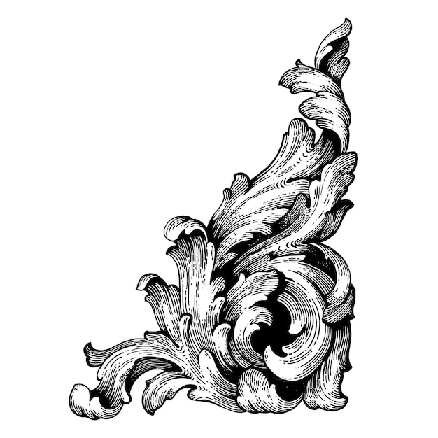 Vettore angolo barocco con bordo ornamentale floreale