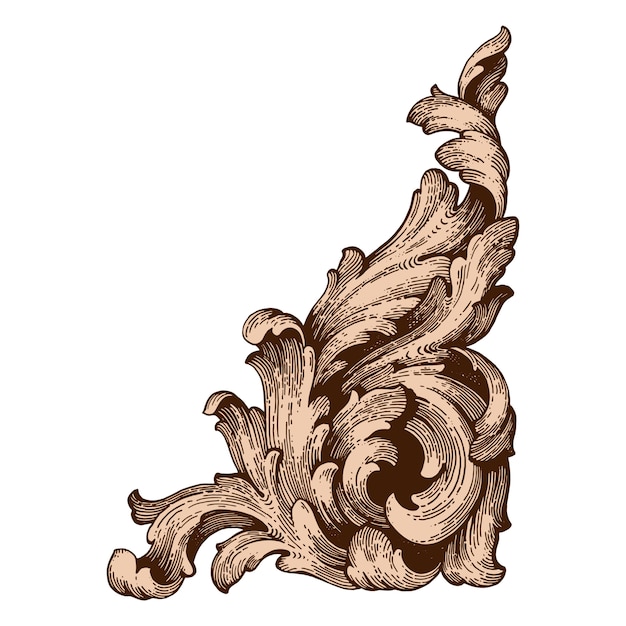 Vector baroque floral ornamental border corner