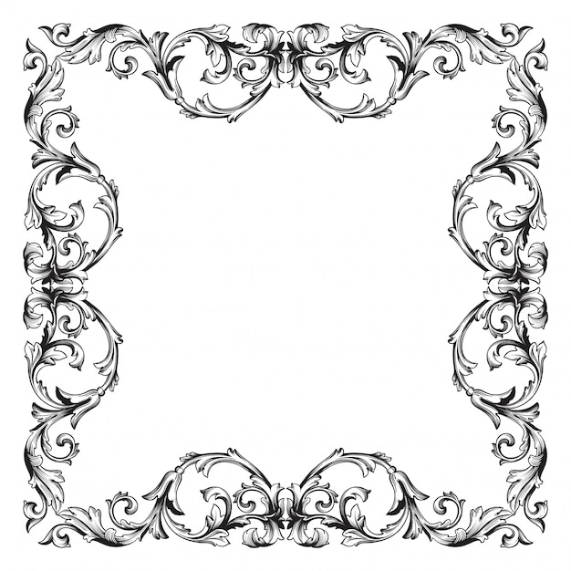 Baroque floral ornamental border frame