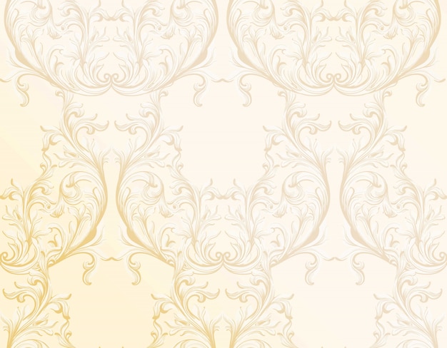 バロック様式の黄金のパターンの背景。オーナメント招待状、結婚式、挨拶状の装飾。ベクトルイラスト