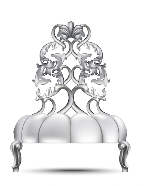 Sedia di lusso barocca. mobili in stile imperiale con ornamenti intricati. vector realis