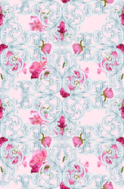 Vector baroque luxury ornament with roses pattern