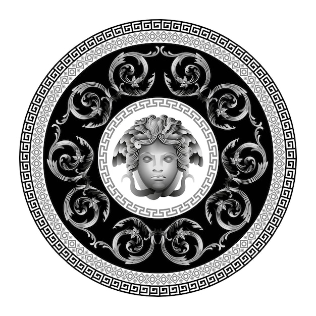 Vector baroque mandala black and white