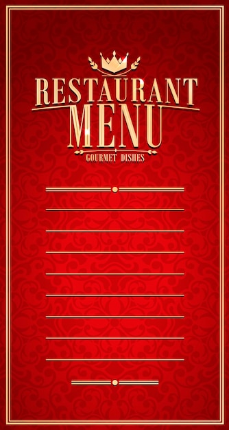 Vector baroque restaurant menu long redvector illustration