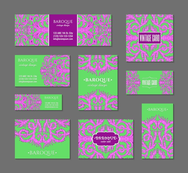 Vector baroque style cards