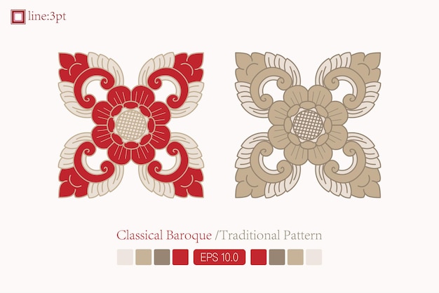 Baroque style floral vector design ornament pattern floral card art illustration vintage ornament