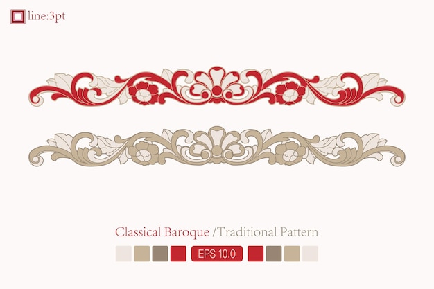 Baroque style floral vector design ornament pattern floral card art illustration vintage ornament