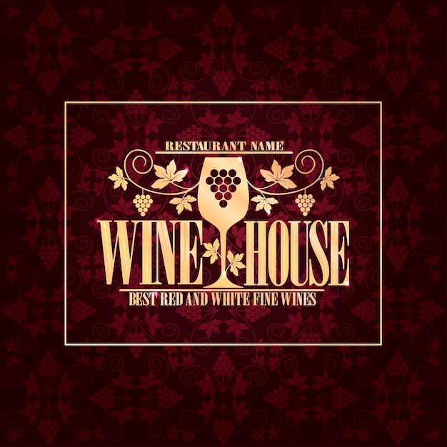 Baroque wine house menu best red and white fine winesVector illustration