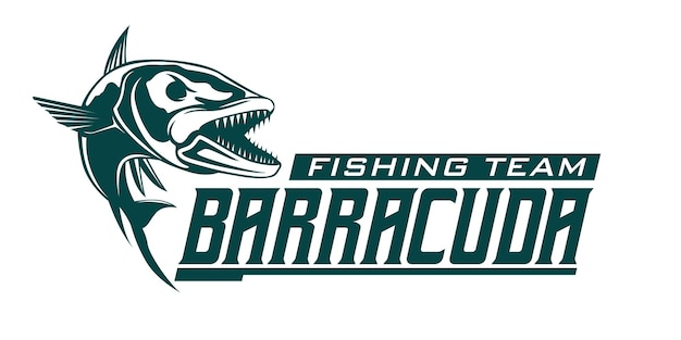 バラクーダ魚釣りロゴジャンプ魚デザイン テンプレート ベクトル イラスト任意の釣り会社のロゴとして使用するのに最適