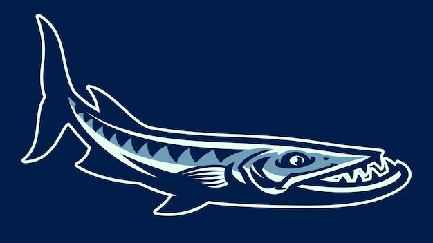 Illustrazione di cartone animato della mascotte del pesce barracuda