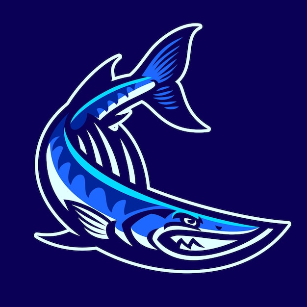 Barracuda fish sport mascot cartone animato