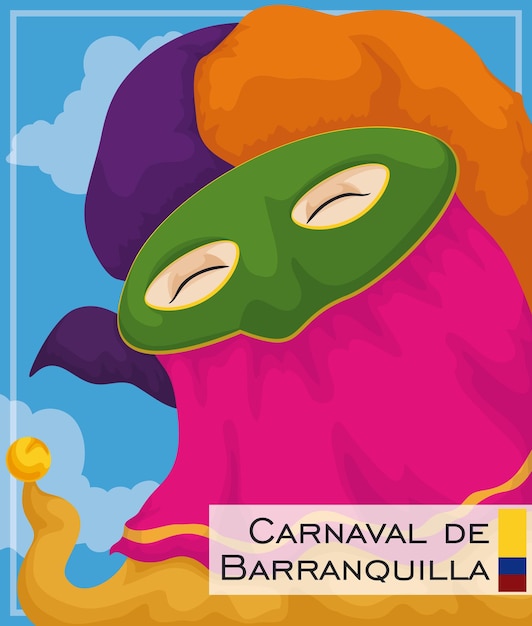 Barranquillas Carnival-ontwerp met portret van traditioneel Monocuco-karakter