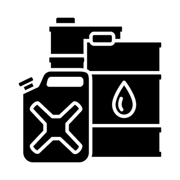 Barile e bomboletta con combustibili simbolo del barile di petrolio con goccia scorte di petrolio carburante gallone