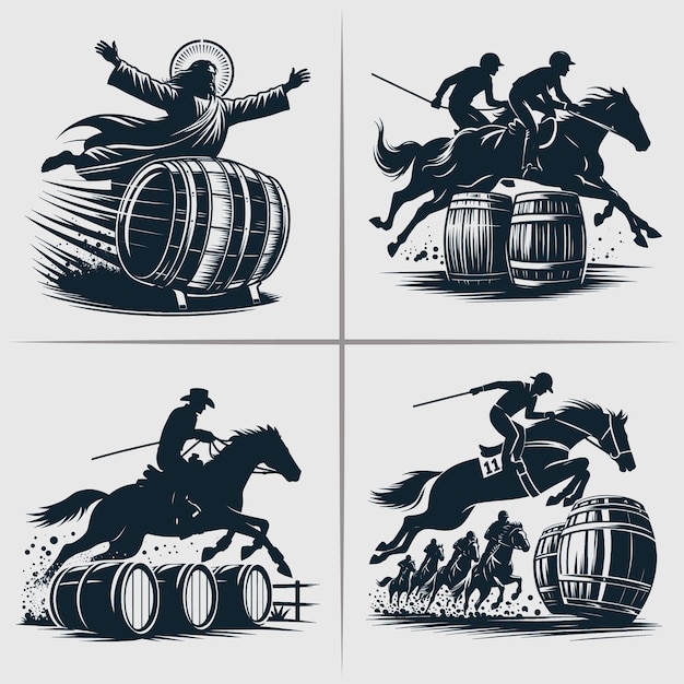 Barrel racing vector silhouette bundle file racing vector horse race horse race silhouette