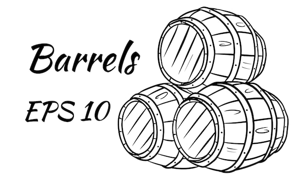 Barrel for wine or beer. Vector illustration. Isolated on a white background.