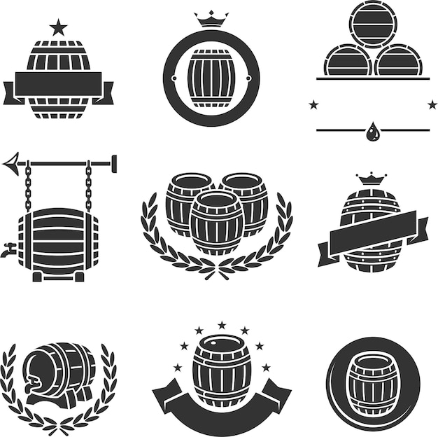 Vector barrels label collection set vector