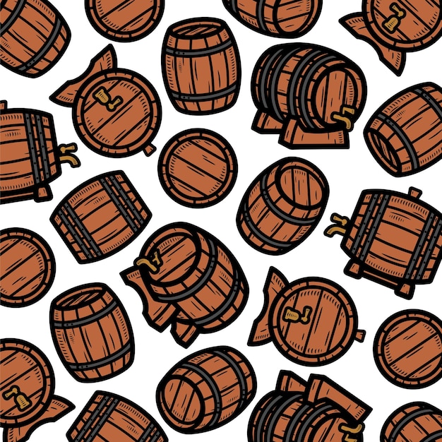 Barrels pattern background set collection icon barrel vector